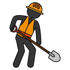worker with shovel silhouette vector illustration design