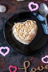Romantic dessert - cake in form of heart.