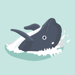 Fototapeta premium Vector illustration of a funny dolphin.
