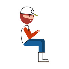 fisherman with hat avatar character vector illustration design