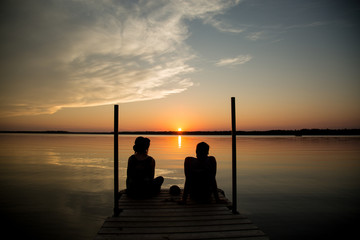 Friends watching the sunset