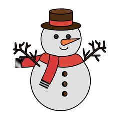 cute christmas snowman character vector illustration design