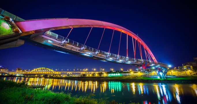 Rainbow bridge in taipei taiwan timelapse
