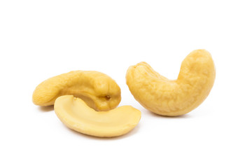 Roasted cashew nuts isolated on white background