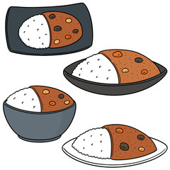 vector set of curry rice