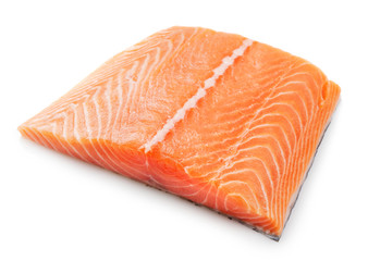 salmon steak isolated on white background