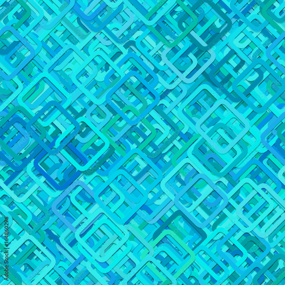 Poster Seamless diagonal square background pattern - vector graphic from light blue rounded squares with shadow effect