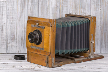 Very old rare photo camera, close up © OlegD