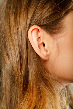 Female ear close-up
