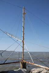 Obraz premium Milano Marittima, Italy - July 16, 2017 : Fish nets structure