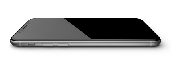 Black smartphones with blank screen, isolated on black background.