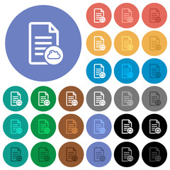 Cloud document round flat multi colored icons