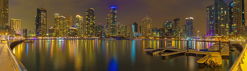 DUBAI, UAE - MARCH 26, 2017: The nightly panorama of Marina.