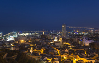 Views of the city of Alicante at dusk