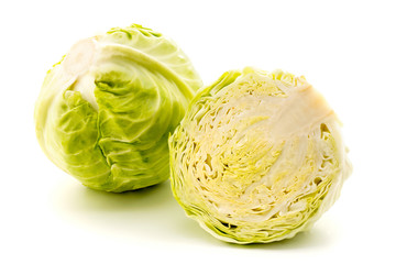 Green cabbage closeup isolated