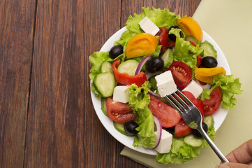 fresh vegetable salad isolated on white background