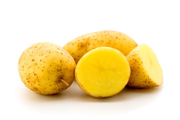 Potatoes on a white background.