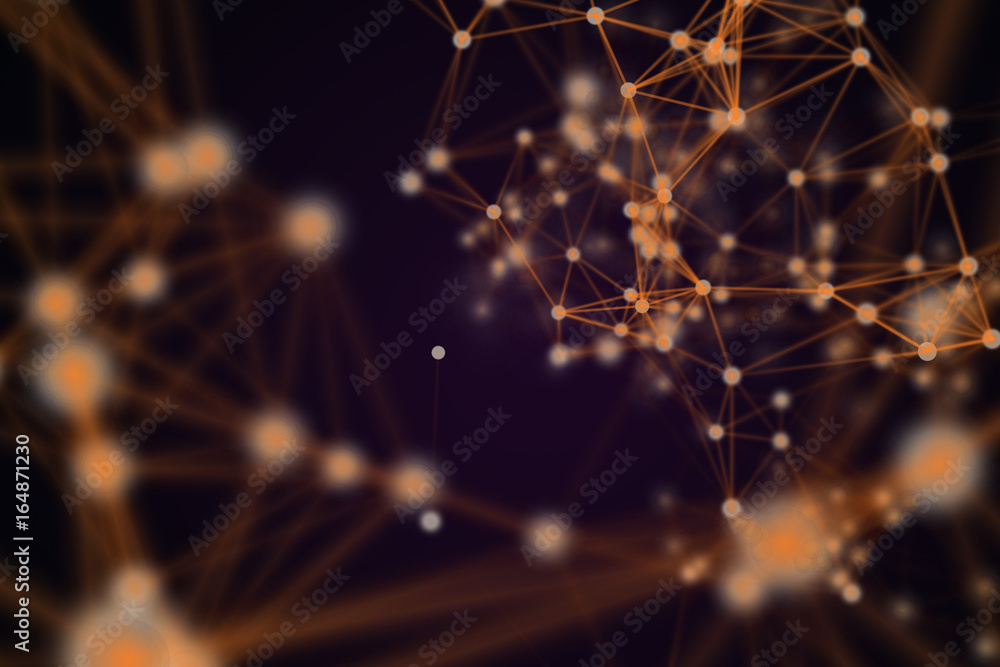 Aufkleber abstract technology communication concept. connecting lines and dots on a dark background