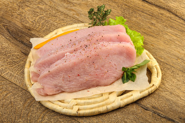 Raw turkey steak