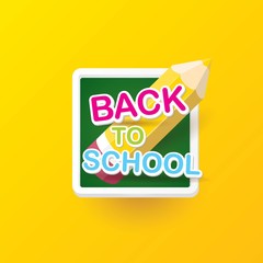 Back to school vector label with text and pencil