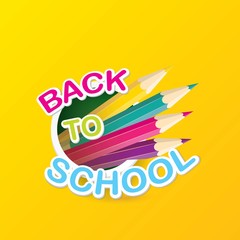 Back to school vector label with text and pencil