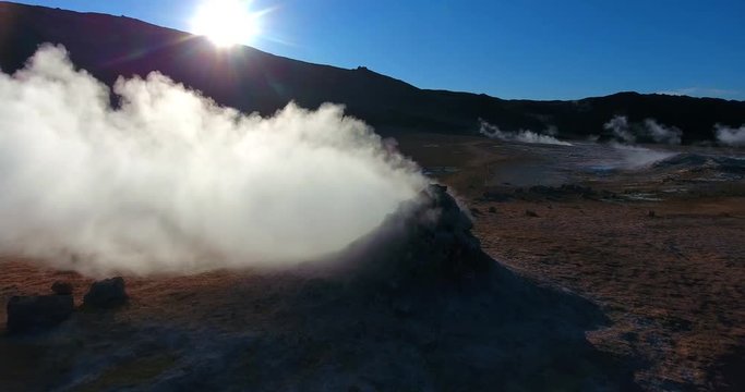 Smoking "Mud Pot" Geothermal Vent in Haverarönd, Iceland