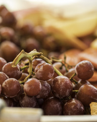 Macro view of fruits and cheese snack