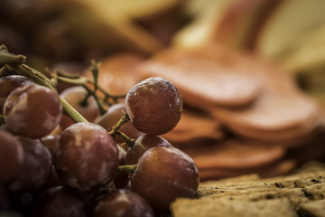 Macro view of fruits and cheese snack