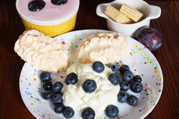 Sweet dessert with blueberries