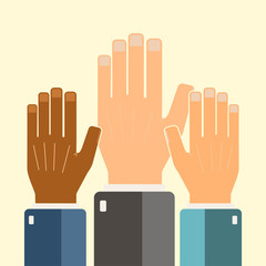 Leadership concept. Hands connecting. Vector illustration.