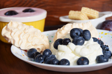 Sweet dessert with blueberries