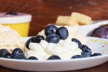 Sweet dessert with blueberries