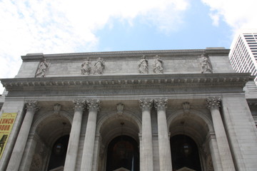 New York City Public Library Entrance in Manhattan