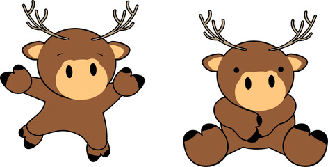 sweet baby deer cartoon set in vector format very easy to edit