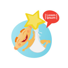 Cute Baby Boy Sleeping Toddler Cartoon Infant In Diaper Flat Vector Illustration