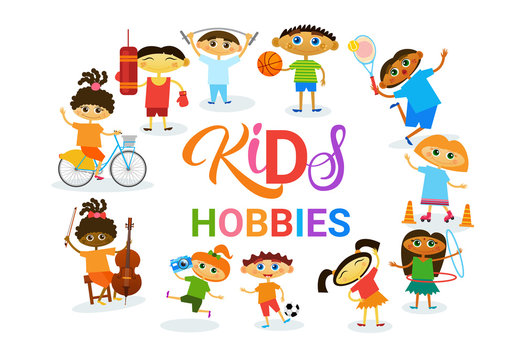 KIds Hobbies Art Classes Logo Workshop Creative Artistic School For Children Development Banner Flat Vector Illustration