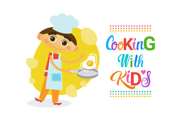 Cooking With Kids Children Culinary Classes Hobby Development Vector Illustration