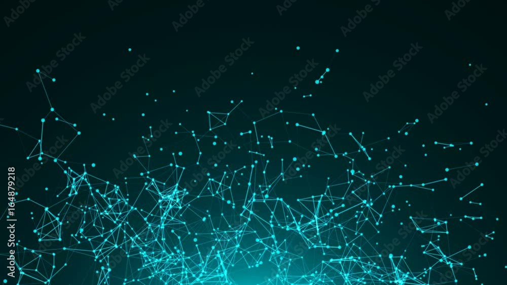 Poster 4k rendered computer generated video abstract moving background. dots and lines are connecting. seam
