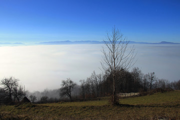 Winter foggy landscape near Sarajevo , Bosnia and Herzegovina