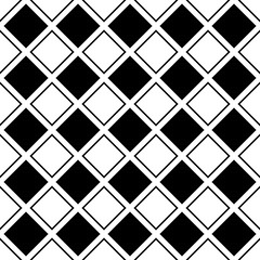 Seamless abstract black and white square grid pattern - halftone vector background graphic from diagonal squares