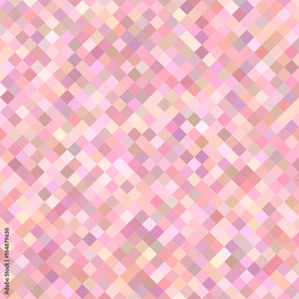 Poster colored abstract square pattern background - vector graphic from diagonal squares in pink tones
