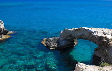 blue water with rock