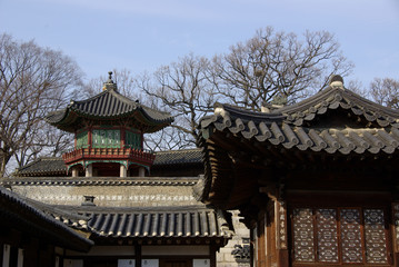 Building roof details, Changdeokgung Palace, Seoul, South Korea
