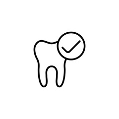 thin line good tooth, ok icon on white background
