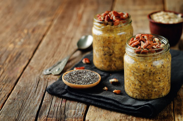 Pumpkin Chia seeds overnight oats with pecans