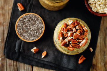 Pumpkin Chia seeds overnight oats with pecans