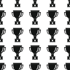 Awards sport winner black simple silhouette cup vector seamless pattern. Silhouette stylish texture. Repeating awards seamless pattern background for winner sport design and web