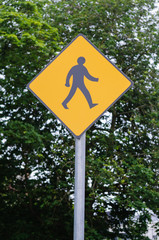 Pedestrian crossing road sign in Ireland