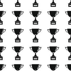 Awards sport winner black simple silhouette cup vector seamless pattern. Silhouette stylish texture. Repeating awards seamless pattern background for winner sport design and web