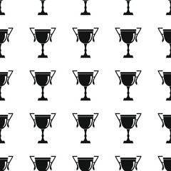 Awards sport winner black simple silhouette cup vector seamless pattern. Silhouette stylish texture. Repeating awards seamless pattern background for winner sport design and web